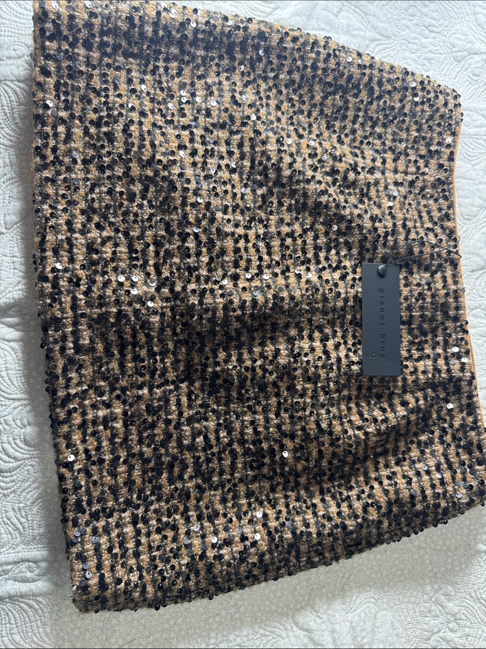 Gianni Bini Black & Gold Sequin Mini Skirt